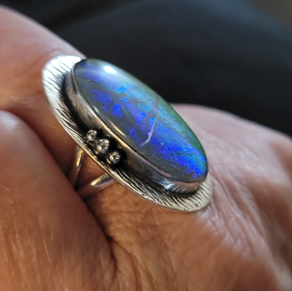 Australian Triplet Sterling Silver Opal Ring NWOT - Picture 2 of 8